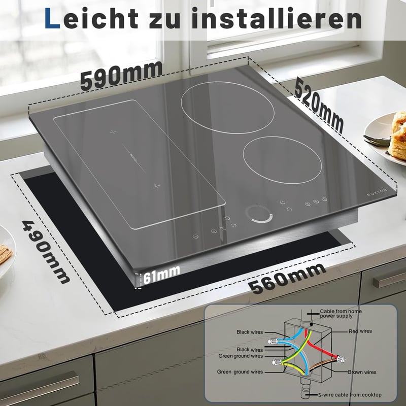 NOXTON 60 cm beépíthető indukciós főzőlap 4 zónás érintésvezérléssel
