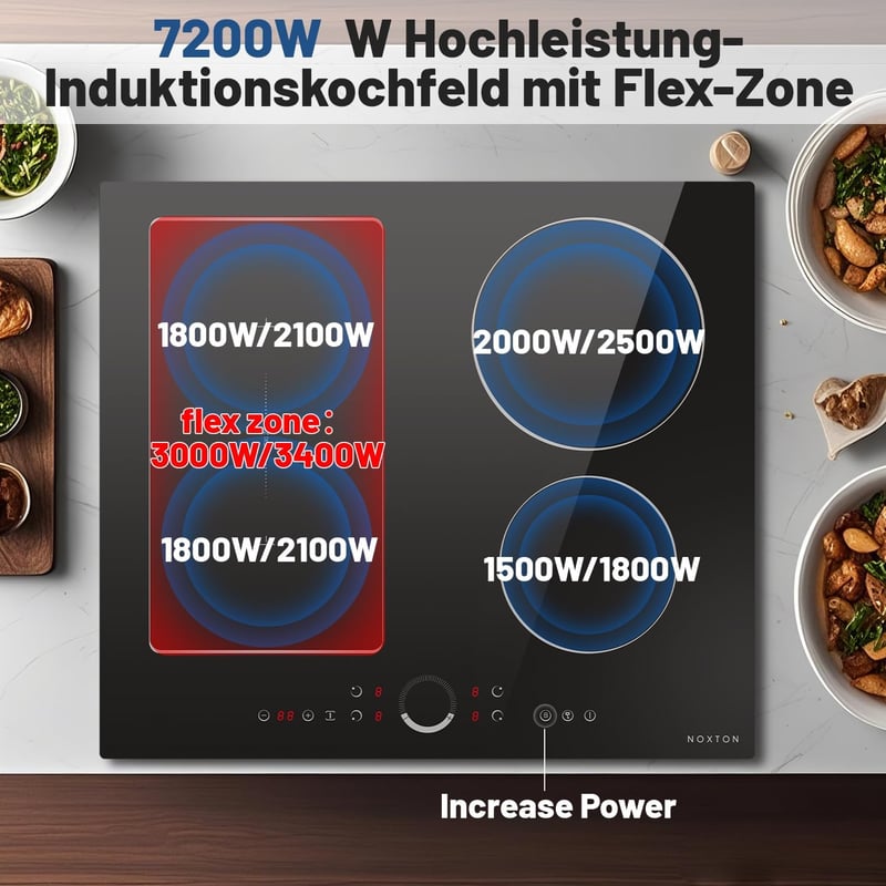 NOXTON 60 cm beépíthető indukciós főzőlap 4 zónás érintésvezérléssel