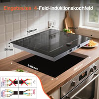 NOXTON 60 cm-es Indukciós Főzőlap 4 Égővel, Dupla Flex Zónák, Érintésvezérlés, Időzítő, Gyermekzár, 7200W - 60 Cm-47238-f2 3