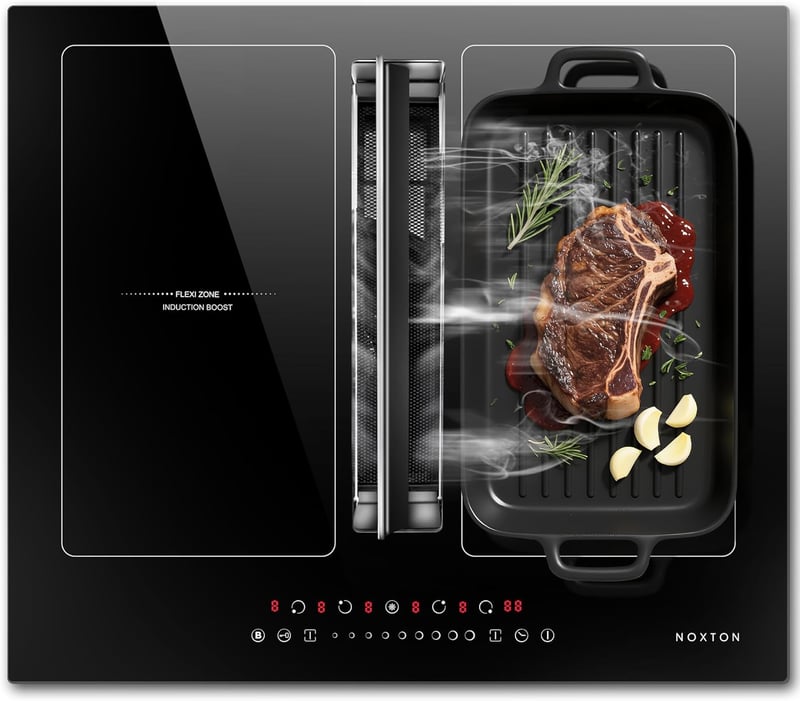 NOXTON 60 cm indukciós főzőlap flexzónás, 4 zónás 7200W + páraelszívó