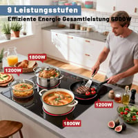 NOXTON beépíthető üvegkerámia főzőlap 4 égővel, 60 cm, 9 fokozat, érintésvezérlés 4