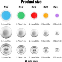 NQEUEPN 100 db Gombkészítő Szett 5 Méretben - DIY Textilgomb Készlet Szerszámokkal - Saját Gombok Készítéséhez Ruhákra, Táskákra 2