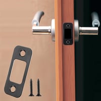 NQEUEPN Set de plăcuțe de închidere negre, 2 bucăți, cu gaură mare, cu 4 șuruburi, pentru înlocuirea contraplăcii și a plăcuței de închidere a ușilor de interior 4