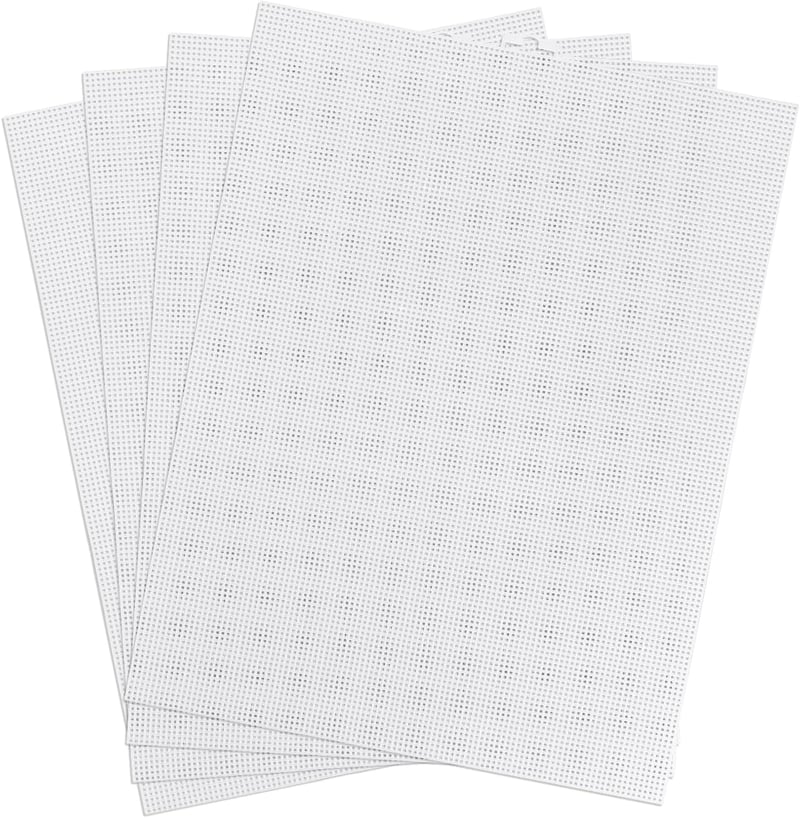 NQEUEPN Műanyag Hímzőháló Szett - 4 db Fehér Műanyag Keresztszemes Háló (34,5 x 26,4 cm, 10 CT) - Kézimunkához, DIY Projektekhez, Horgolásho
