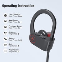 Bezdrôtové slúchadlá NUASI Bluetooth 5.3, HD hlboké basy, vodoodolnosť IPX7, na šport a beh, čierne 2