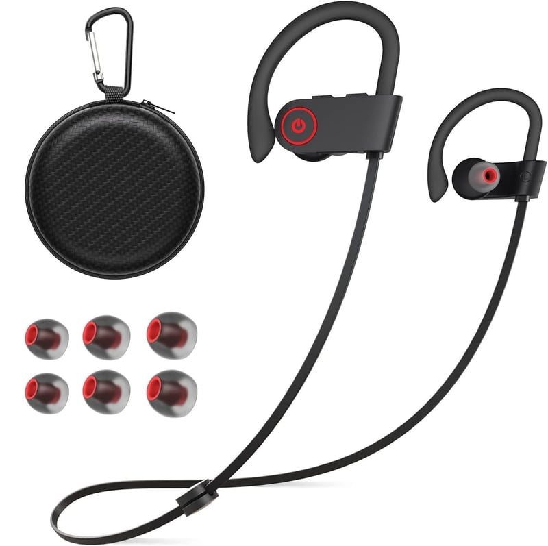 Bezdrôtové slúchadlá NUASI Bluetooth 5.3, HD hlboké basy, vodoodolnosť IPX7, na šport a beh, čierne