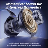 Bezdrôtové herné slúchadlá s mikrofónom NUBWO G06 – pre PS5, PS4, PC, NS, mobil – 2,4 GHz + Bluetooth 5.3 – 100 hodín – 50 mm – modré 5