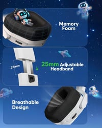 NUBWO G06 Pro Wireless Gaming Headset PS5 50mm, 120 órás akkumulátor, töltőállomás - white black 8