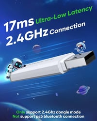 NUBWO G06 Pro Wireless Gaming Headset PS5 50mm, 120 órás akkumulátor, töltőállomás - white black 4