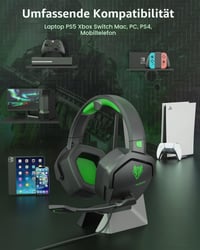 Herné slúchadlá NUBWO N16 s mikrofónom s potlačením hluku, stereofónnym zvukom, kompatibilné s PS5, PS4, Xbox One, NS, PC, notebookom a Macom - zelené 6