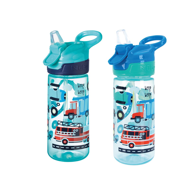Detská fľaša na pitie Nuby Super Quench 540 ml, modrá, 2 ks, 18+ mesiacov, bez BPA, silikónový úchyt, rukoväť na prenášanie