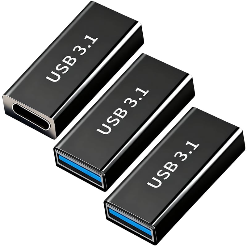 NUDVMUCH USB C – USB 3.1 A adaptér, balenie (3 ks) | USB-C samica – USB 3.0 samica prevodník, prenos dát 5 Gbps, rýchle nabíjanie, spojka káblov