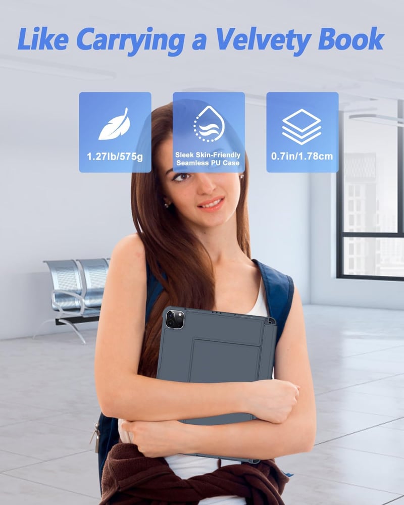 Nuflaz iPad Air 11 & Pro 11 Billentyűzetes Tok Levehető Billentyűzettel Touchpad-dal