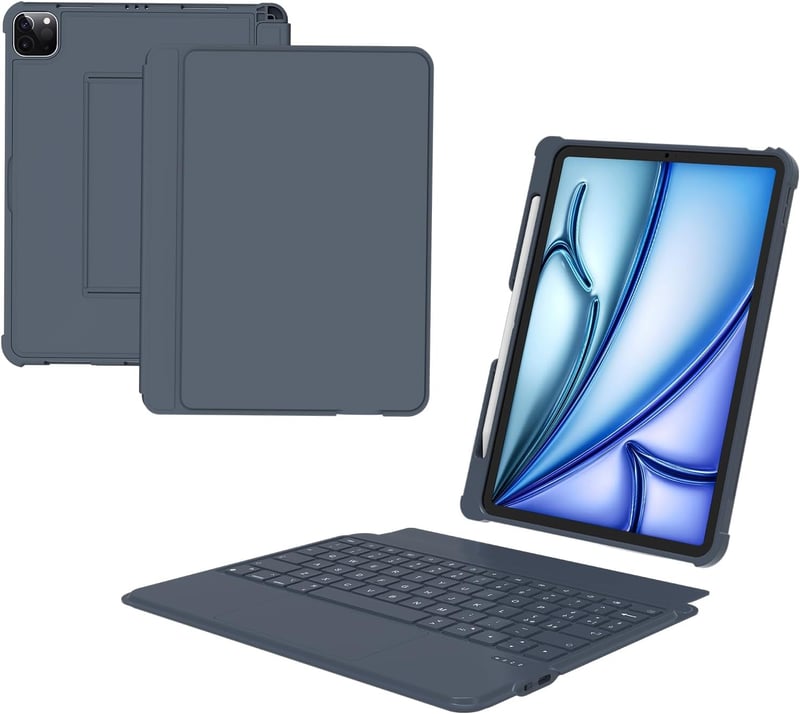 Nuflaz iPad Air 11 & Pro 11 Billentyűzetes Tok Levehető Billentyűzettel Touchpad-dal