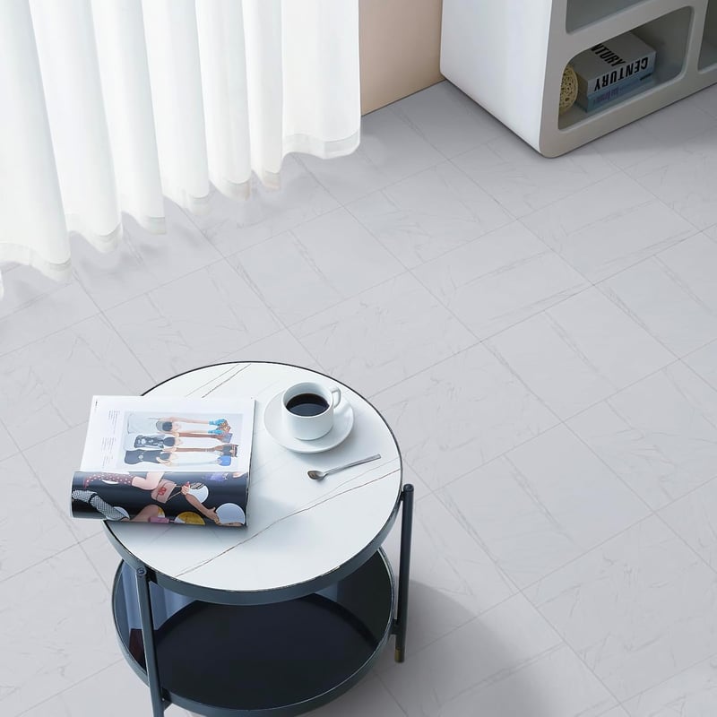 NUFLR Öntapadós PVC Padlóburkolat - Szürke-Kék Márvány Mintás Vinyl Padlólapok - Vízálló, Konyhába, Fürdőszobába - 30,5x30,5 cm, 20 db - 20pcs, White