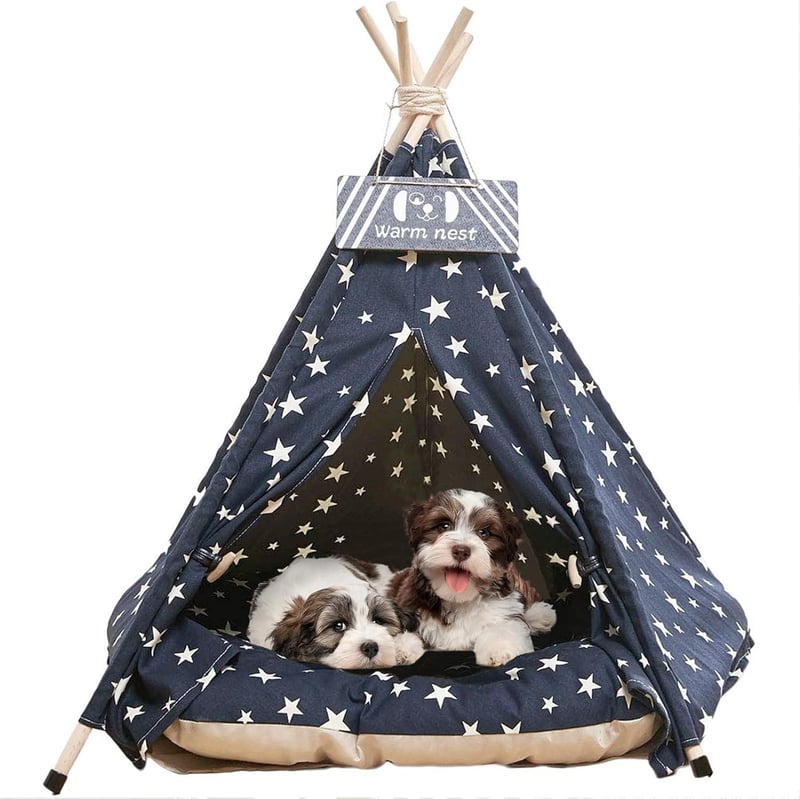 Nukdey Tipi Sátor Kutyáknak Macskáknak Mosható Párnával 50x50x60cm