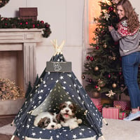 Nukdey Tipi Sátor Kutyáknak Macskáknak Mosható Párnával 50x50x60cm 7