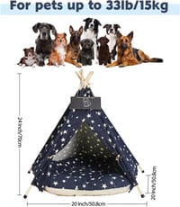 Nukdey Tipi Sátor Kutyáknak Macskáknak Mosható Párnával 50x50x60cm 2