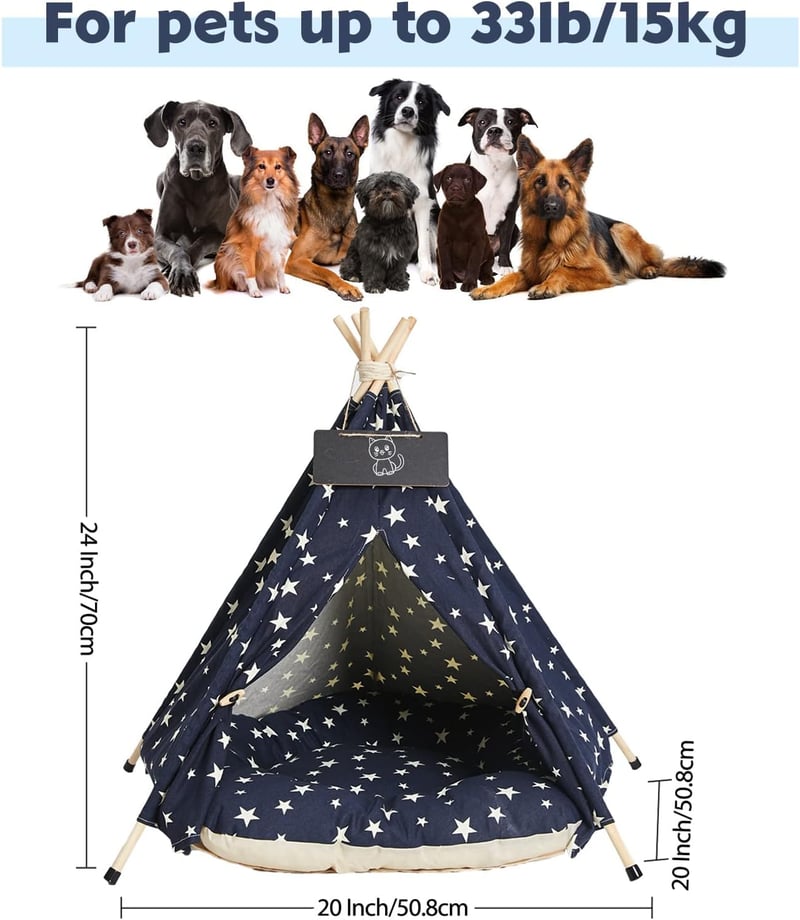 Nukdey Tipi Sátor Kutyáknak Macskáknak Mosható Párnával 50x50x60cm