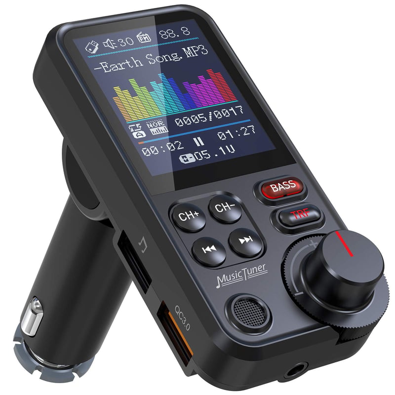 Transmițător FM Bluetooth auto Nulaxy KM30, ecran de 1,8 inchi, QC3.0, hands-free