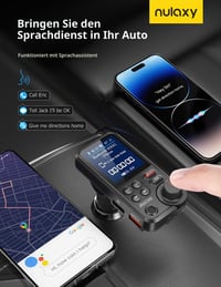 Transmițător FM Bluetooth auto Nulaxy KM30, ecran de 1,8 inchi, QC3.0, hands-free 6