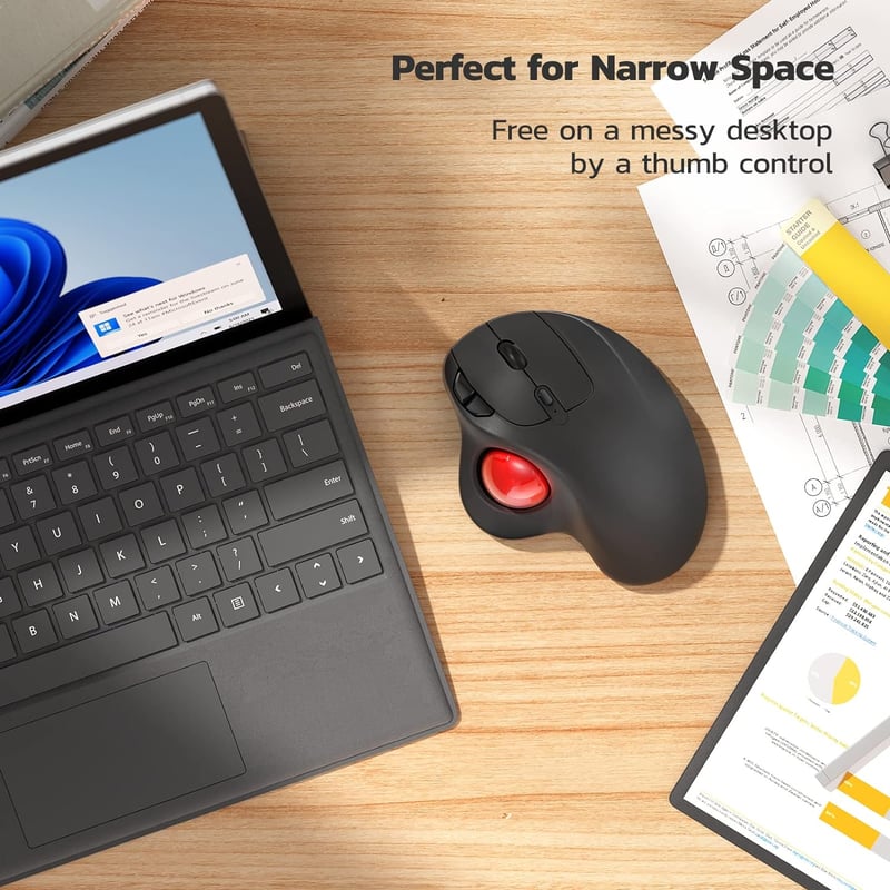 Nulea M501 Vezeték Nélküli Trackball Egér - Újratölthető Ergonomikus Kialakítás, Pontos Követés, 3 Eszköz Csatlakoztatás, Mac/Windows Kompat
