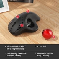 Nulea M501 Vezeték Nélküli Trackball Egér - Újratölthető Ergonomikus Kialakítás, Pontos Követés, 3 Eszköz Csatlakoztatás, Mac/Windows Kompat 7