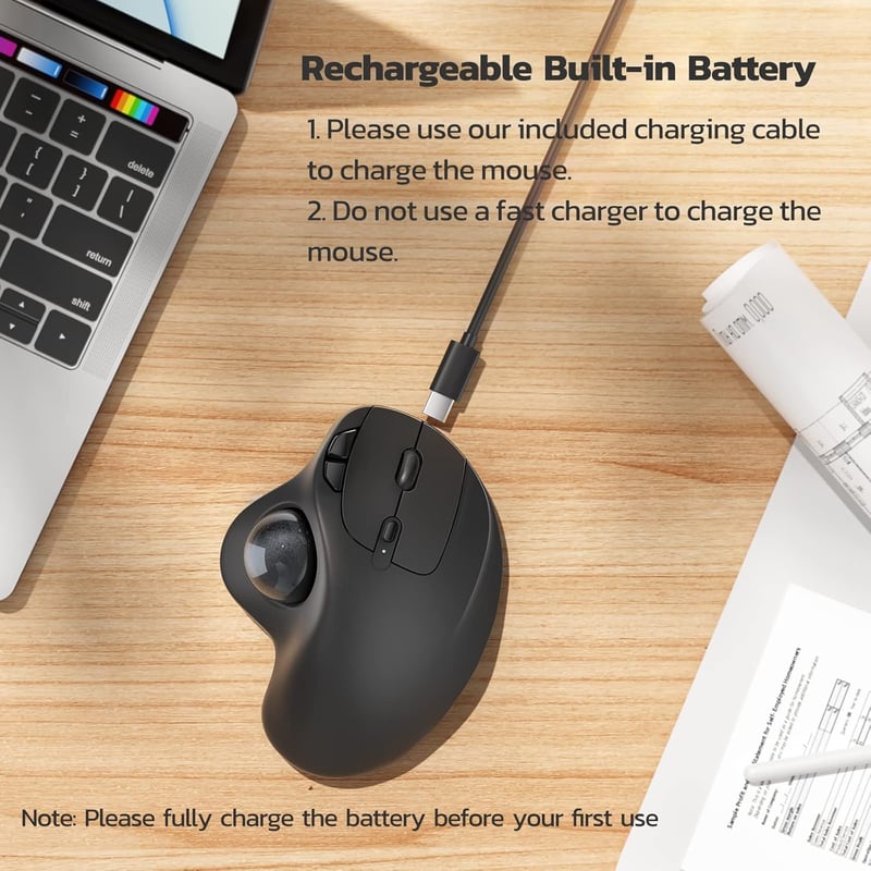 Nulea M501 Wireless Trackball Egér, Ergonomikus Újratölthető Egér