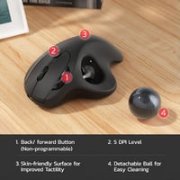 Nulea M501 Wireless Trackball Egér, Ergonomikus Újratölthető Egér 7