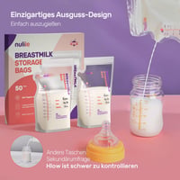Nuliie 50 db anyatej tároló zsák 250 ml BPA-mentes önálló állású fagyasztható 3