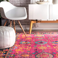 Covor persan nuLOOM RZSW04A Flora – 152 x 226 cm, roz – covor cu model floral pentru living și dormitor 6