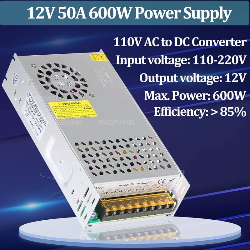 NUOFUWEI 600W 12V 50A Transzformátor LED Szalaghoz CCTV Kamerához Tápegység