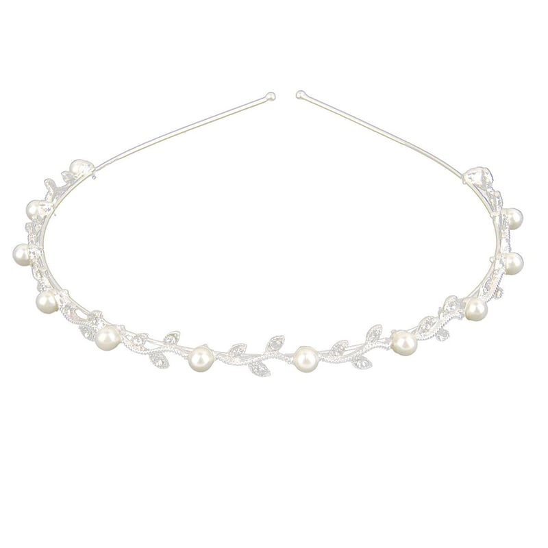 NUOLUX Svadbena Tijara Traka za Kosu - Srebrni Kristalni Dijadem s Biserima, Vjenčani Nakit za Kosu za Žene i Djevojke