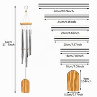Nuoshen Veterná zvonkohra s hudobnými zvončekmi, dreveným kyvadlom, vonkajšia dekorácia, darček na terasu do záhrady, 39-60 cm, kovová zvonkohra 2