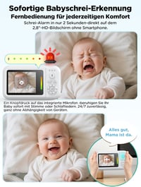 NUOTUN 1080P Babamonitor Kamerával, Éjjellátó, Kétirányú Hang, Sírásdetektálás 4