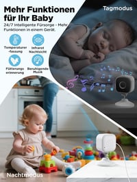 NUOTUN 1080P Babamonitor Kamerával, Éjjellátó, Kétirányú Hang, Sírásdetektálás 5