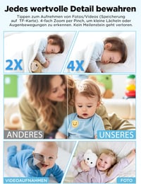 NUOTUN 1080P Babamonitor Kamerával, Éjjellátó, Kétirányú Hang, Sírásdetektálás 8