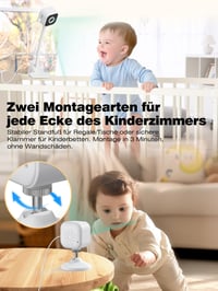 Detská pestúnka NUOTUN s kamerou bez WiFi, 1080P HD monitor s držiakom a klipom na postieľku, obojsmerný prenos zvuku, teplota, detekcia plaču, nočné videnie, 8 uspávaniek, nahrávanie fotiek a videí, SD karta 3