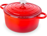 Nuovva Öntöttvas Lábos Fedővel - 4,7 Literes Zománcozott Holland Sütő - Tapadásmentes, 260°C-ig Hőálló - Tartós Konyhai Edény, Piros, 24 cm 1