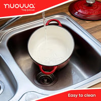 Nuovva Öntöttvas Lábos Fedővel - 4,7 Literes Zománcozott Holland Sütő - Tapadásmentes, 260°C-ig Hőálló - Tartós Konyhai Edény, Piros, 24 cm 5