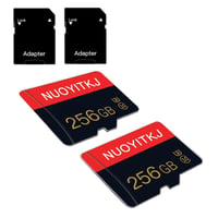 NUOYITKJ 2 buc. Card de memorie Micro SD 256 GB Class 10, card TF cu adaptor, stocare de mare viteză pentru tabletă, cameră foto, dronă 3
