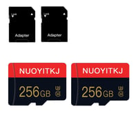 NUOYITKJ 2 buc. Card de memorie Micro SD 256 GB Class 10, card TF cu adaptor, stocare de mare viteză pentru tabletă, cameră foto, dronă 1