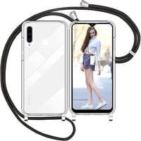 Nupcknn Huawei P30 Lite láncos tok, TPU+PC, levehető zsinórral - fekete 1