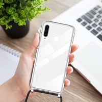 Nupcknn Huawei P30 Lite láncos tok, TPU+PC, levehető zsinórral - fekete 2