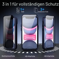 Nupcknn iPhone 11 MagSafe magnetický kryt s 3 tvrdenými sklami, HD filtrom modrého svetla, ochranou súkromia, priehľadný, matný, odolný voči nárazom a poškriabaniu, tenké ochranné puzdro 3