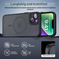 Husă Nupcknn pentru iPhone 13, 3 sticle securizate [HD+HD+Anti-Spy], magnetică cu MagSafe, spate mat transparent, carcasă de protecție subțire antisoc 8