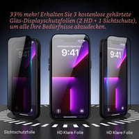 Husă Nupcknn pentru iPhone 13, 3 sticle securizate [HD+HD+Anti-Spy], magnetică cu MagSafe, spate mat transparent, carcasă de protecție subțire antisoc 3