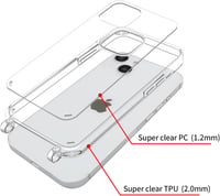 Husă Nupcknn din silicon transparent pentru iPhone 14 cu șnur reglabil 1,5 m - negru 2
