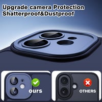 Nupcknn kryt na iPhone 16 s MagSafe, 3 tvrdené sklá, HD a protipohľadový filter, priehľadná matná zadná strana, nárazuvzdorný, odolný voči poškriabaniu, tmavomodrý 4