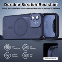 Nupcknn kryt na iPhone 16 s MagSafe, 3 tvrdené sklá, HD a protipohľadový filter, priehľadná matná zadná strana, nárazuvzdorný, odolný voči poškriabaniu, tmavomodrý 7
